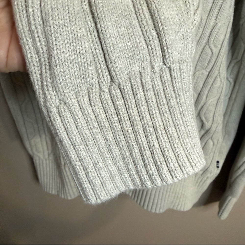 Nautica Light Gray Cable Knit‎ Crewneck Pullover Sweater Fisherman Men’s XL - Picture 3 of 9
